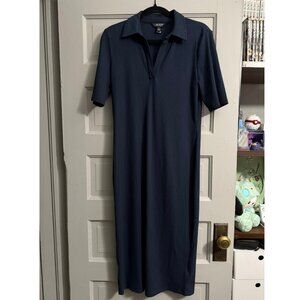Lauren Ralph Lauren Women's Rib-Knit Elbow-Sleeve Polo Dress Size Large